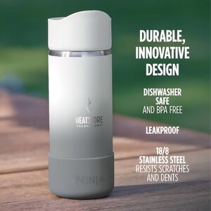 NINJA STAINLESS STEEL TRAVEL MUG TUMBLER 16 OZ GRAY